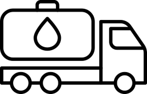 Outline graphic of tanker truck carrying petroleum